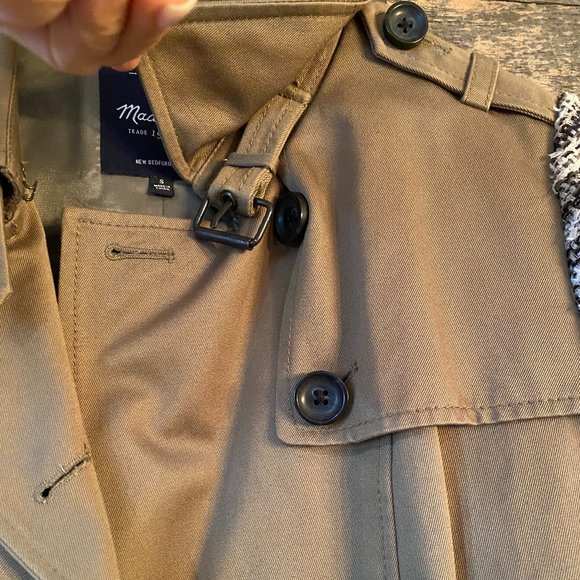Madewell Crossweave Sweater Sleeve Tweed Trench Utility Jacket Olive XS - Picture 8 of 15